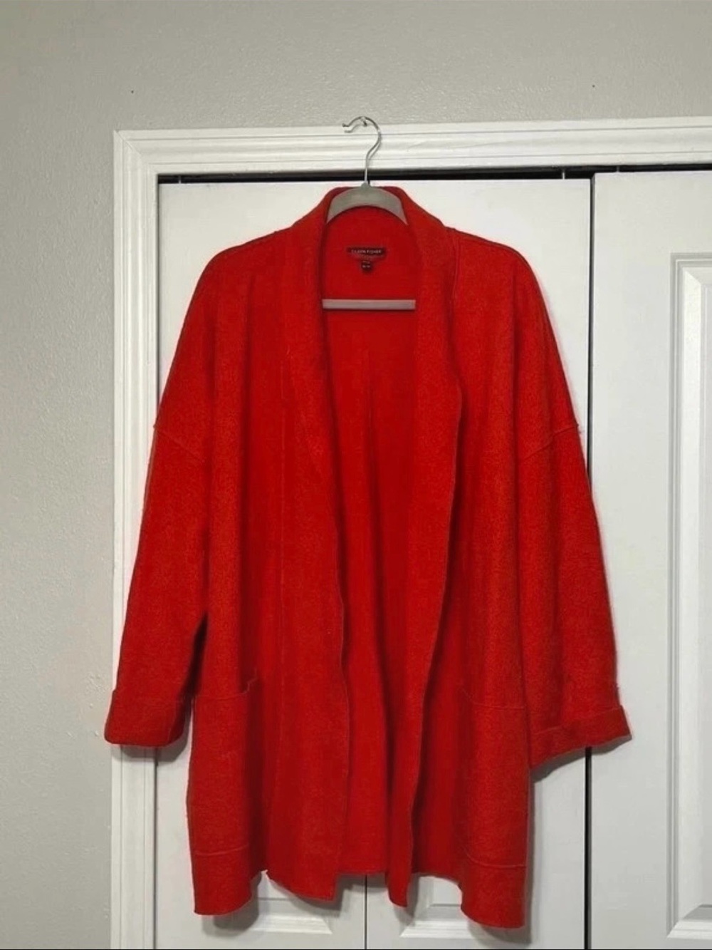 Eileen Fisher womens Cardigan open front jacket wool Lagen layer relaxed